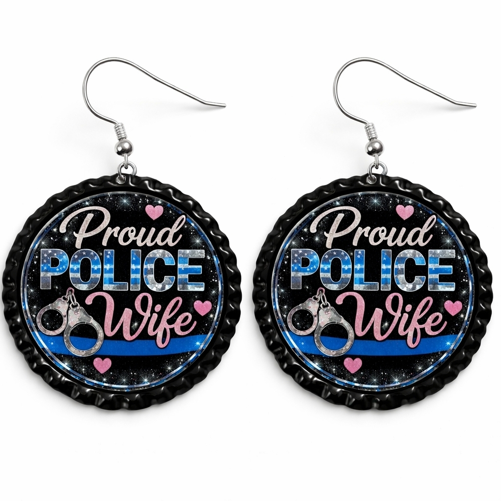 Police Wife set pair Earrings Lite Weight Black Cute